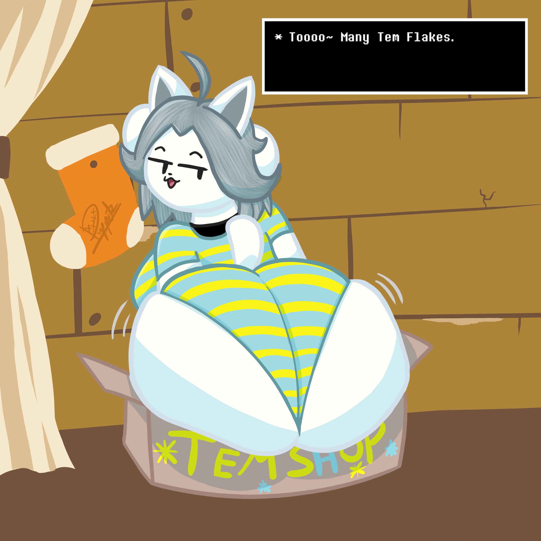 ass, female, furry, furry female, furry only, huge ass, panties, puppetz (artist), temmie (undertale), undertale