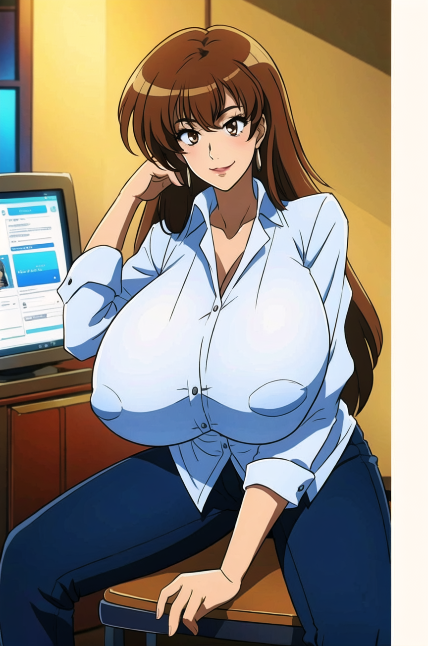 ai_generated big_ass big_breasts breast_expansion long_hair milf misaka_misuzu tktbro very_long_hair