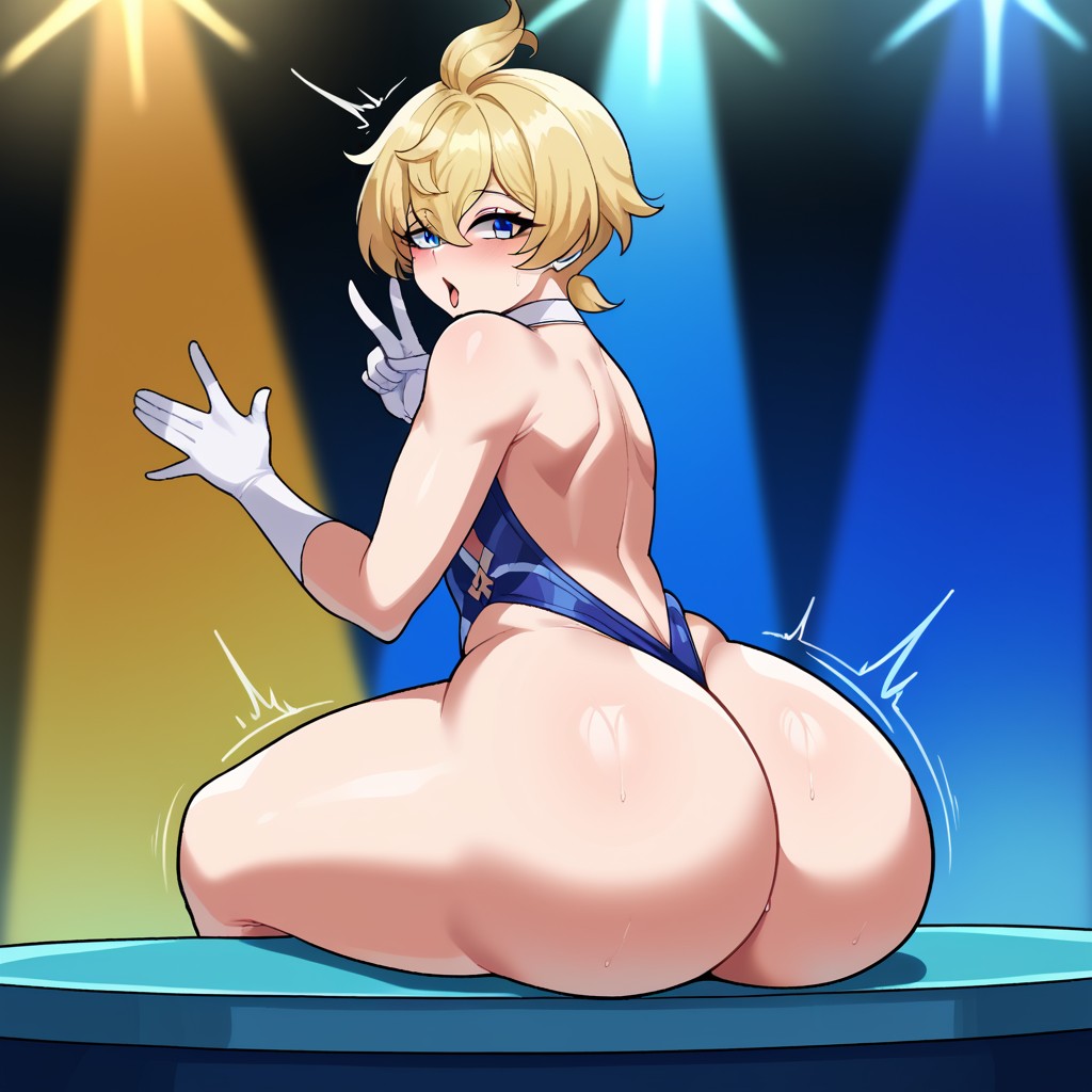 ai_generated big_ass femboy gay genshin_impact male male_only mika_(genshin_impact) sitting sitting_down yaoi