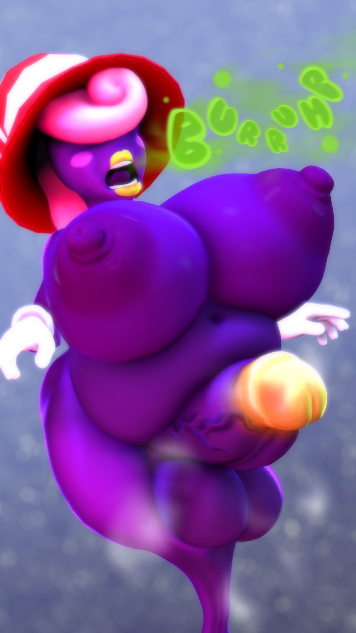 1futa, 3d, 3d (artwork), balls, belch, belching, belly, big belly, big lips no eyes, bimbo, bloated, breasts, burp, burp cloud, burp fetish, burping, chubby, erection, futa transformation, futanari, hyper, hyper balls, hyper penis, hyper testicles, intersex, kabalmystic (style), mario (series), nintendo, paper mario, penis, rattledbonezone, shadow siren, solo, solo futa, testicles, transformation, vivian (paper mario)
