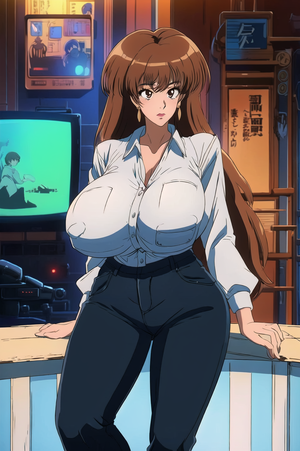 ai_generated big_ass big_breasts breast_expansion long_hair milf misaka_misuzu tktbro very_long_hair