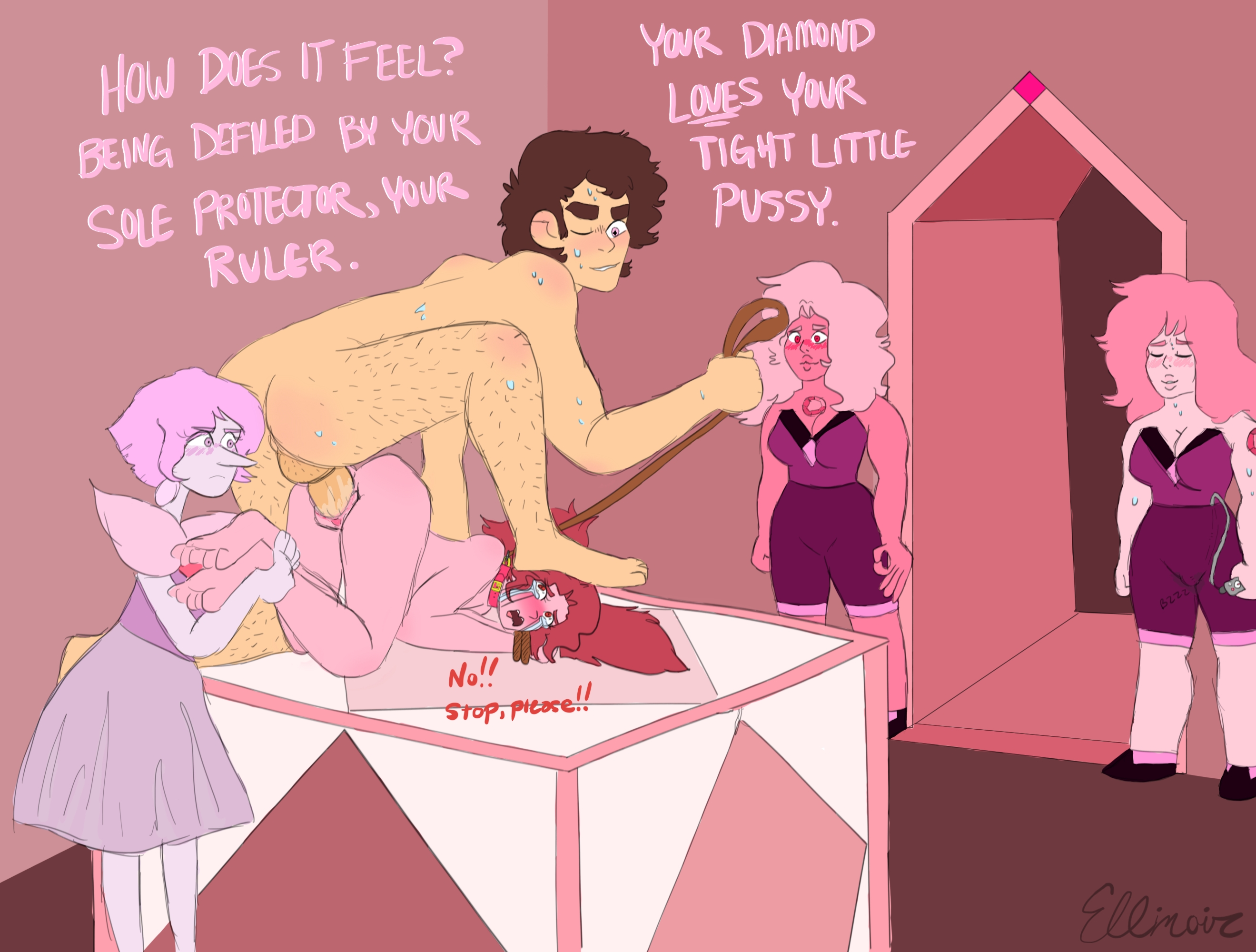 crying, female, male, penis, pussy, rape, spinel (steven universe), steven quartz universe, steven universe, tight fit, vibrator under clothes, watching