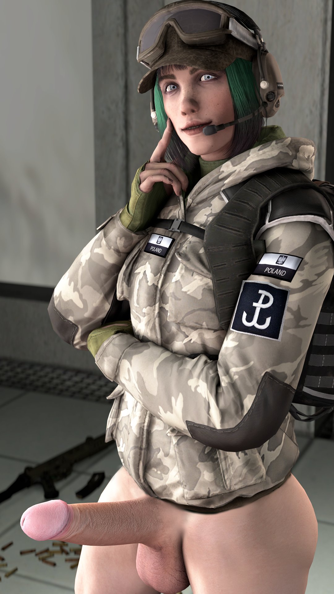 1futa, 3d, balls, dentol, ela (rainbow six), erection, futa only, futanari, intersex, looking at viewer, penis, rainbow six, rainbow six siege, solo, source filmmaker, tagme, testicles, tom clancy