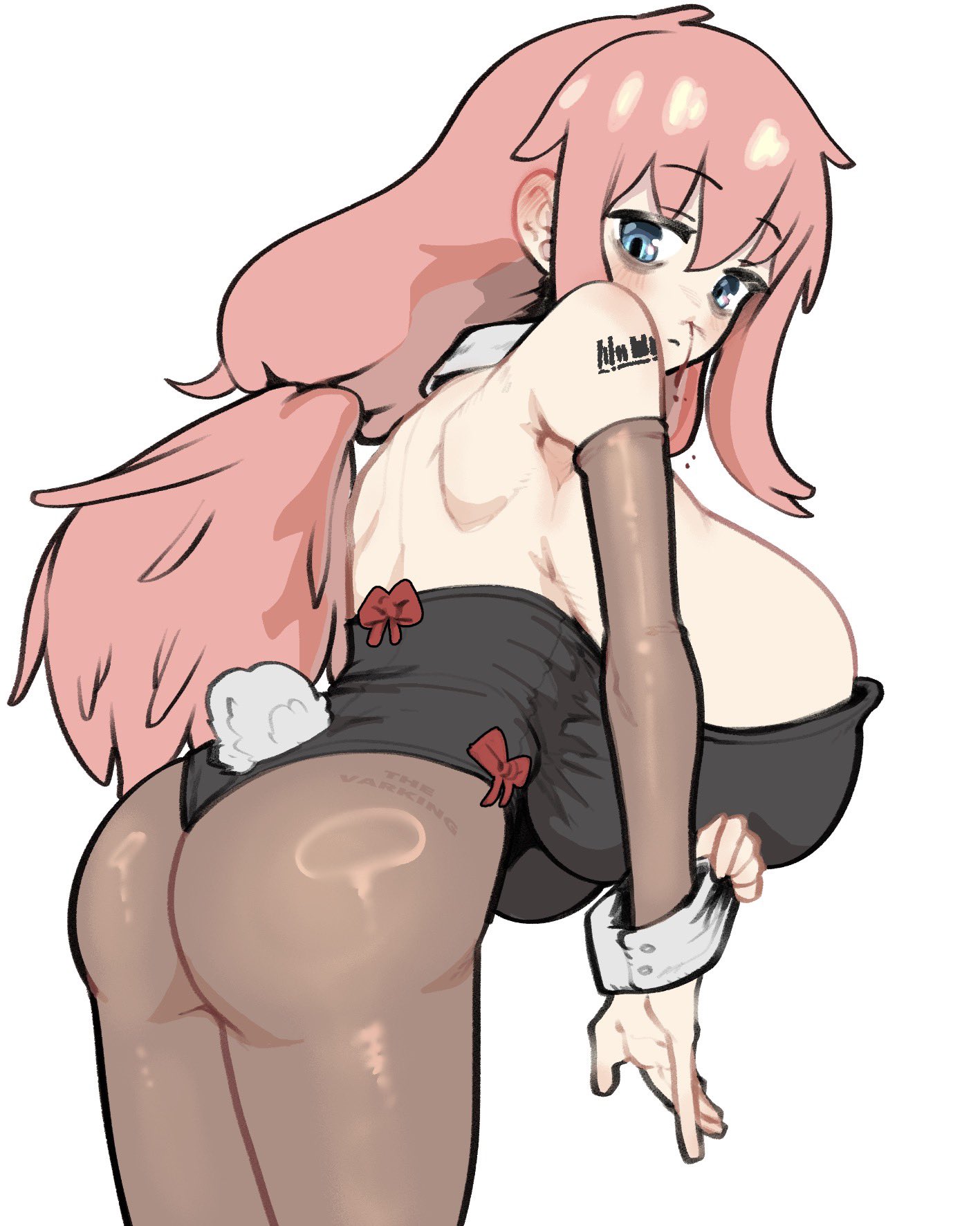 1girls, big areola, big ass, big nipples, blush, breasts bigger than head, bunny tail, bunnysuit, exposed ass, exposed breasts, exposed nipples, female focus, female only, huge breasts, michinoku komaro, nosebleed, ponytail, seitokai nimo anawa aru!, shiny skin, short skirt, sitting, skimpy, skimpy clothes, solo, solo female, solo focus, sweatdrop, the varking, thick thighs, top heavy, undressing, wet, wet body, wide hips