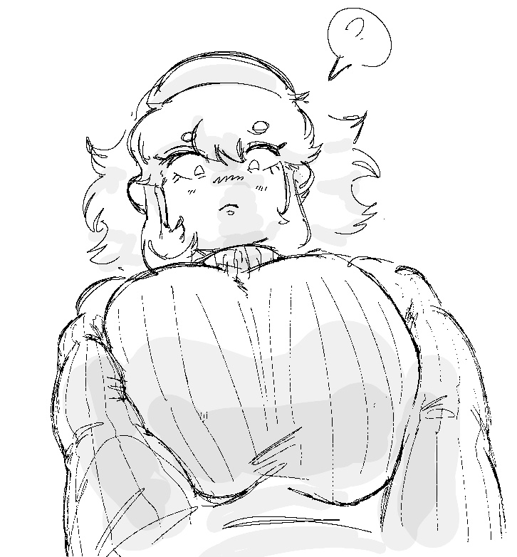 ?, big breasts, blush, boobs, breast squeeze, breasts, breasts bigger than head, cute, french, friday night funkin, friday night funkin mod, girlfriend (friday night funkin), huge breasts, korean nooby (artist), looking at viewer, looking down, looming over, massacre girlfriend (friday night funkin), millie (mistful crimson morning), mistful crimson morning, oc, pov, short hair, speech bubble, sweater, worm's-eye view