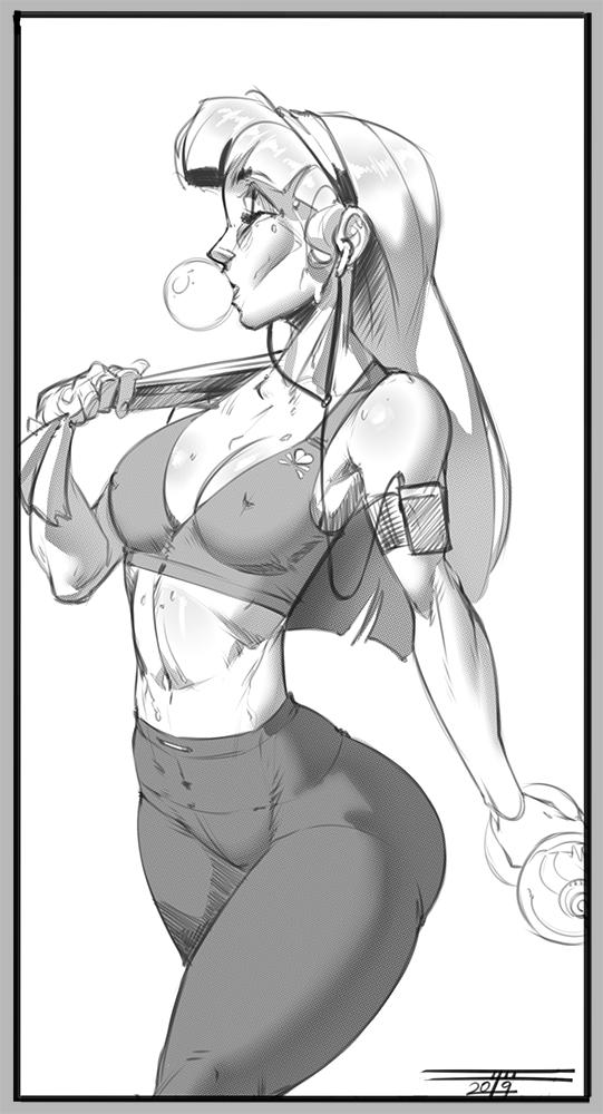 1girls alice_villard clothed exercise monochrome mostly_clothed smutbros taboolicious tagme workout