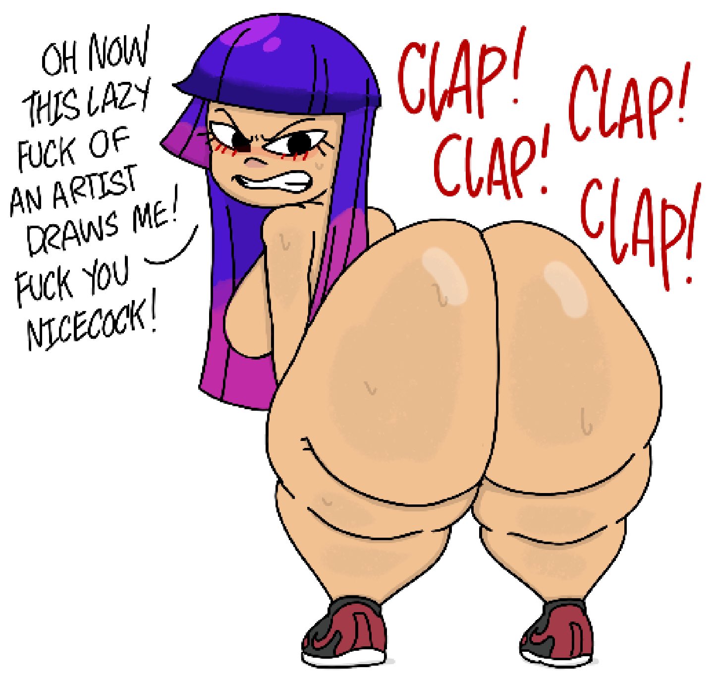 angry, ass, big ass, female, glitch techs, huge ass, large ass, large butt, large thighs, miko kubota, text, theslashfive, twerking