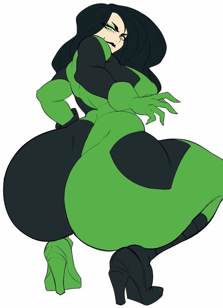 1girls, ass, female, huge ass, kim possible, looking back, shego, squatting, tagme