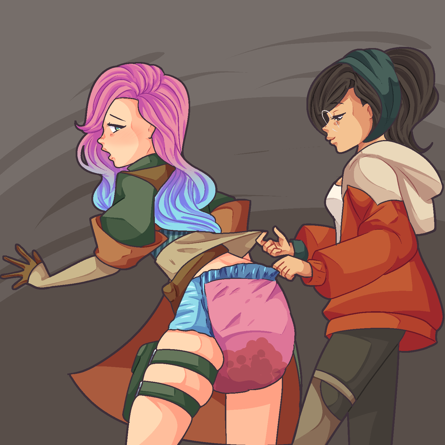 abdl adult_baby alma_(monster_hunter_wilds) diaper diaper_check diaper_fetish diaper_girl diaper_under_clothing hunter monster_hunter monster_hunter_wilds oc used_diaper wet_diaper
