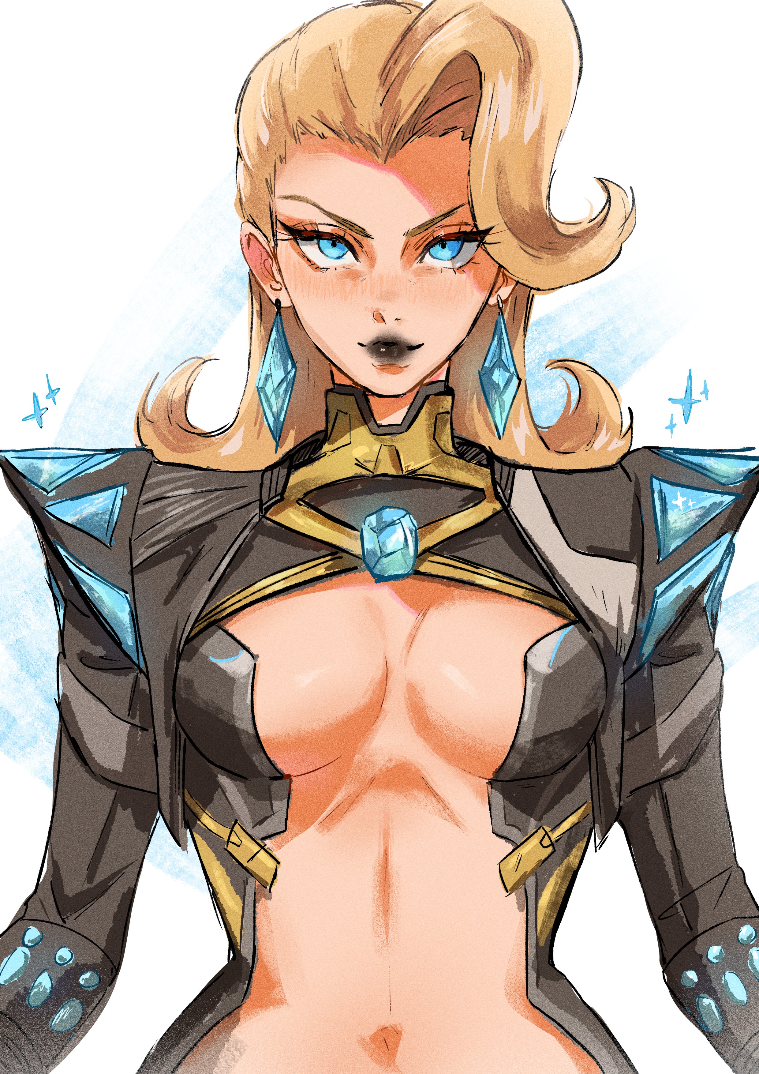 big breasts, black lipstick, blonde female, blonde hair, breasts, cleavage, emma frost, emma frost (marvel rivals), emma frost (x-revolution), female, female only, marvel, marvel comics, marvel rivals, milf, oz starr, ozstarr