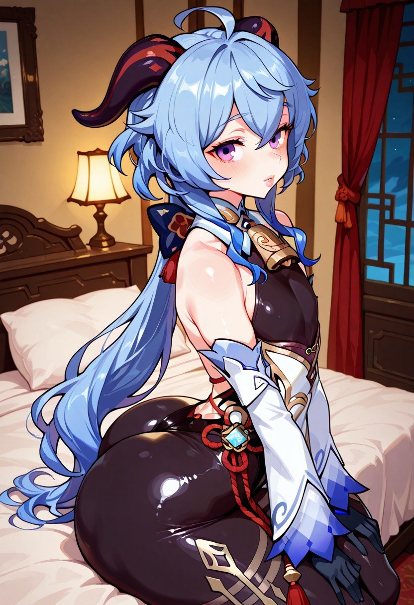 2d, ai generated, ass, big ass, female, femboy, femboy only, ganyu (genshin impact), genshin impact, male, mesissyah, sitting, solo, tagme, trap