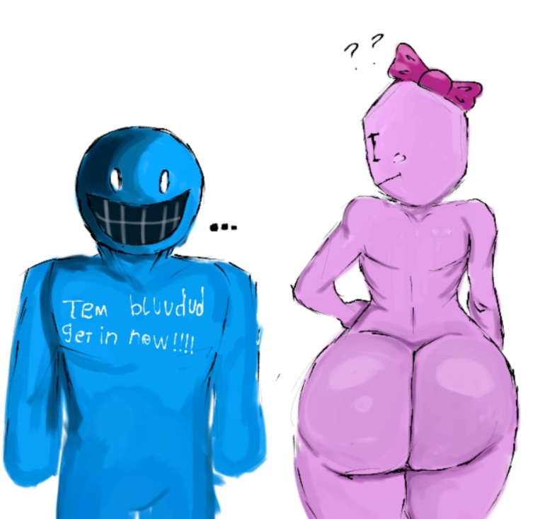 1boy 1girls aged_up ass big_ass blue_body bluudud_(forsaken) female forsaken_(roblox) male peak pink_body pr3tty_princess roblox unknown_artist