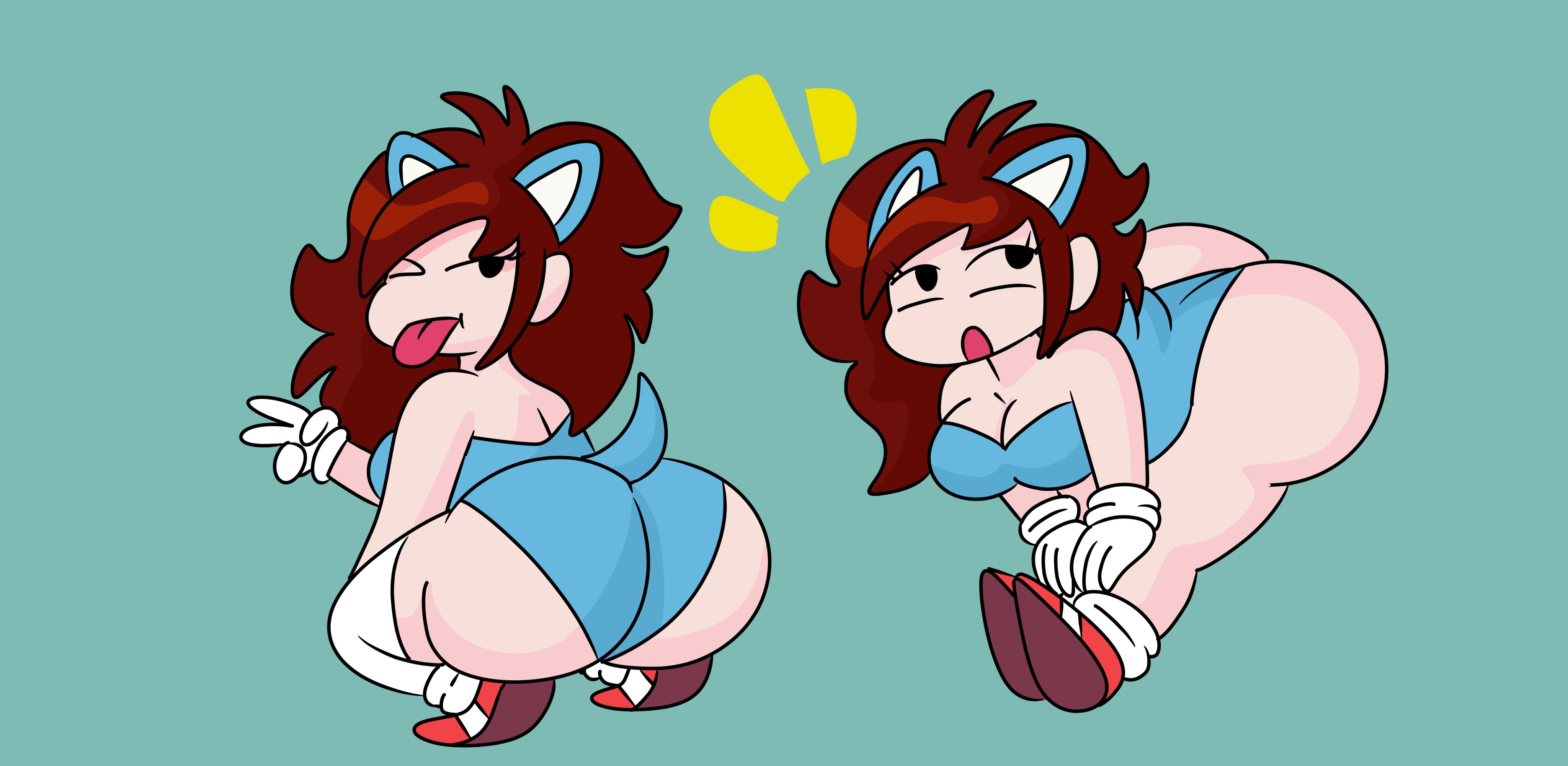 1girls, ass, auburn hair, big ass, brappycatty, cosplay, female, friday night funkin, friday night funkin mod, girlfriend (friday night funkin), mega cd girlfriend, sonic the hedgehog (cosplay), sunniefunnie, tagme