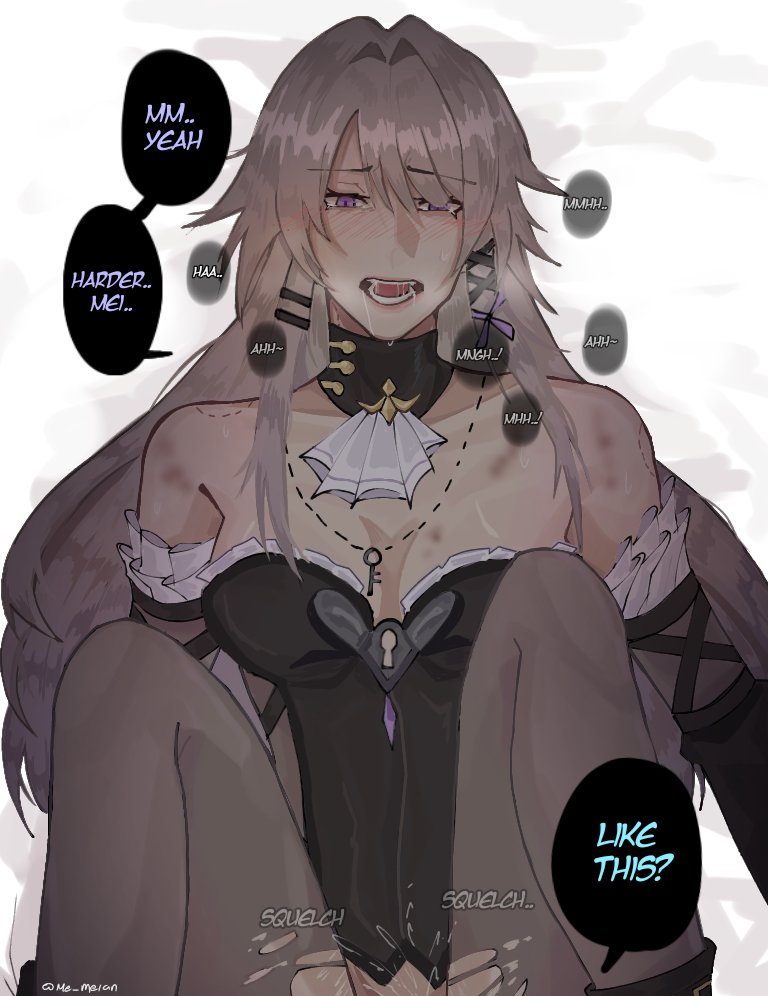 bite marks, blush, clothed, clothed sex, clothes, clothing, dominant female, female, fucked into submission, herta (honkai: star rail), honkai (series), honkai: star rail, implied penetration, implied sex, me meian, ruan mei (honkai: star rail), submissive female, the herta (honkai: star rail), torn clothes, torn clothing, yuri