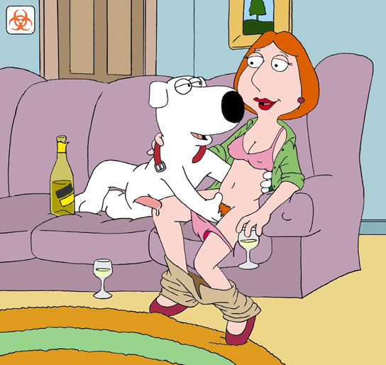 alcohol biohazard_(artist) bra breasts brian_griffin canine collar family_guy female fingering human interspecies lipstick lois_griffin male panties partially_clothed penis precum pubic_hair red_hair straight underwear