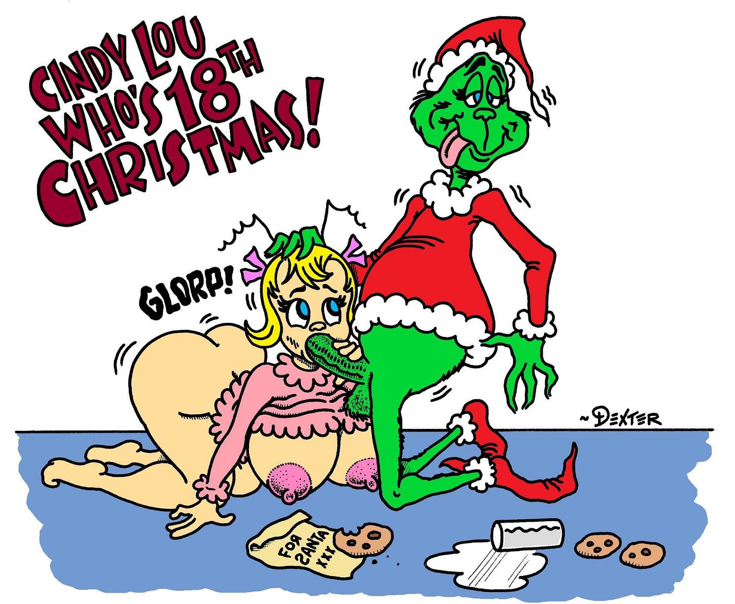 1boy 1boy1girl 1girls aged_up ass balls big_breasts big_penis breasts christmas cindy_lou_who cleavage cookie curvy dat_ass dexter_cockburn dr_seuss fellatio female grinch how_the_grinch_stole_christmas huge_breasts male milk nipples nude nudity older oral penis pubic_hair santa_costume tongue_out who_(species)