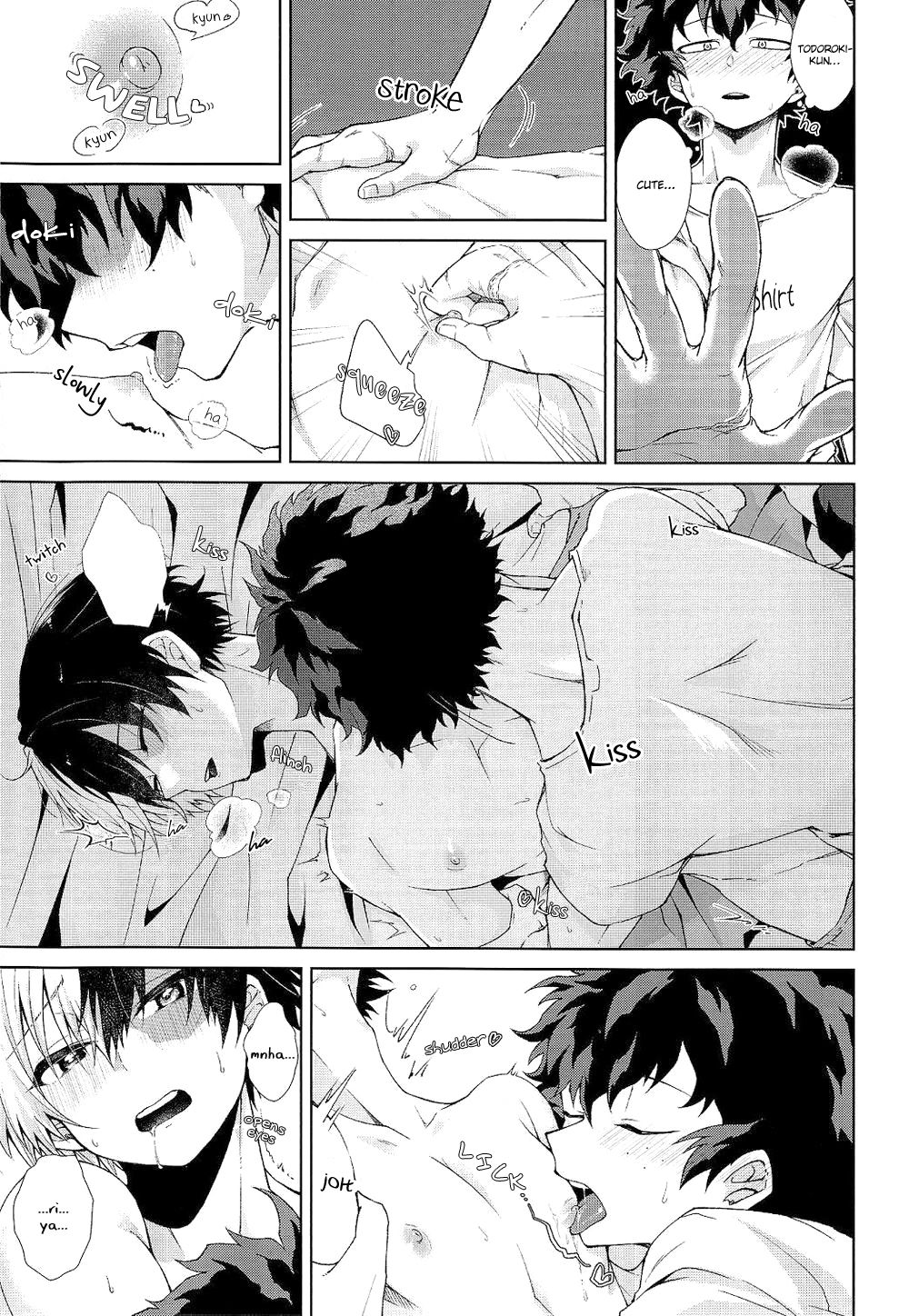 comic, english text, femboy, izuku midoriya, licking nipples, male, my hero academia, nipples, pajamas, rubbing nipples, sakamei hamachi, shouto todoroki, sucking nipples, tododeku, yaoi
