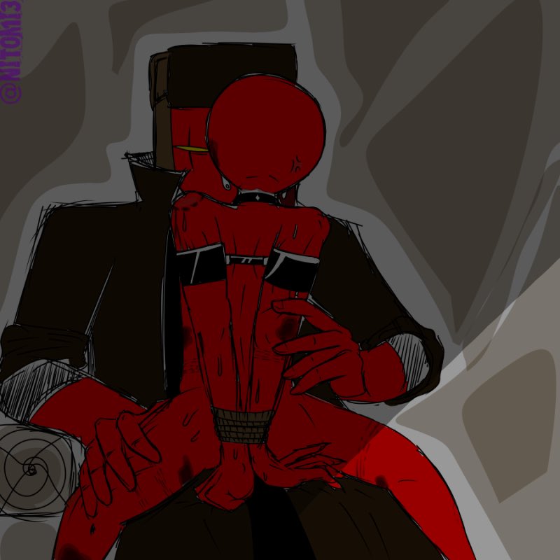 bald, bite, bite mark, bondage, chained, chained up, chains, choker, countryhumans, fully clothed, gay, hand on leg, hickey, imminent rape, male, male/male, naked, nazi, nazi germany (countryhumans), red body, red skin, rope, rope bondage, ropes, scar across eye, size difference, soviet, soviet union, soviet union (countryhumans), tied, tied up, yellow eyes