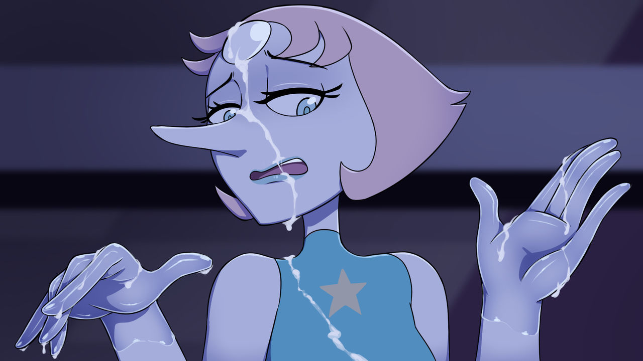 1girls cum cum_on_clothes cum_on_face cum_on_gem cum_on_hand cum_on_hands digitalkaiju female looking_down pearl_(steven_universe) steven_universe tagme