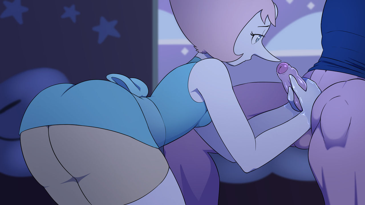 1girls, digitalkaiju, female, handjob, looking at penis, male, pearl (steven universe), penis, steven universe, tagme, unseen male face