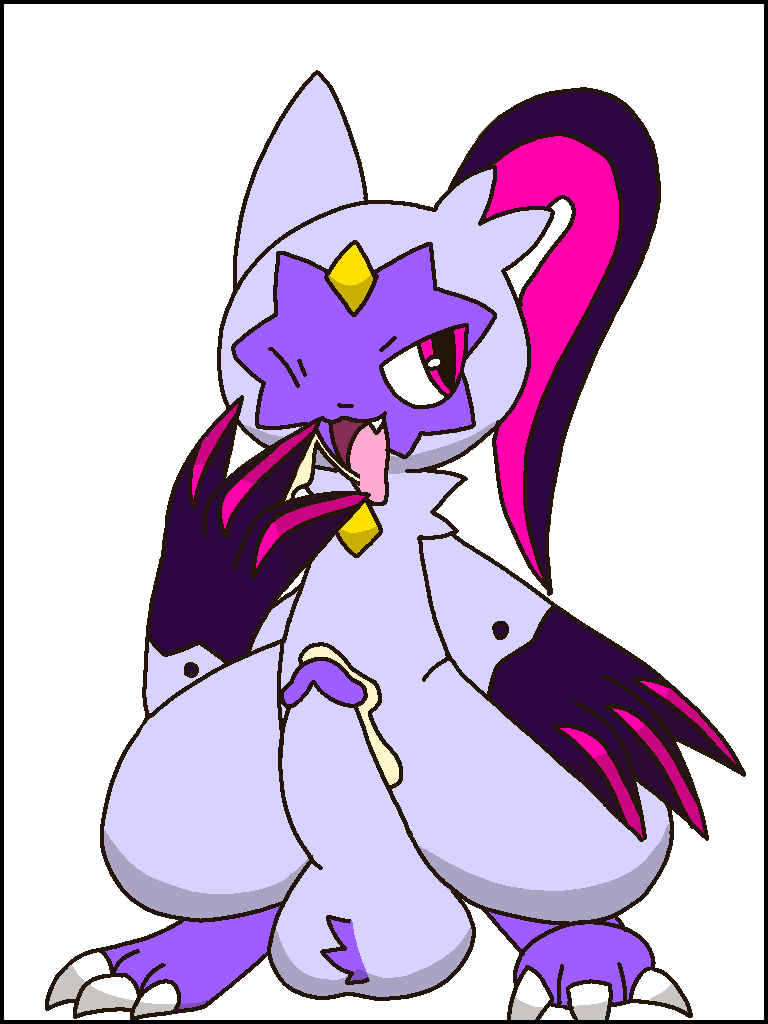 claws cum furry generation_8_pokemon komatosse male_only no_humans penis pezi pokémon_(species) pokemon purple_background sneasler white_background