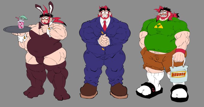 backupcardd bara beard big_pecs black_clothing blush bulge bunny_ears capsulecomputrz facial_hair fully_clothed glasses male male_only muscles muscular shirt shorts solo solo_male stockings suit triforce vibriicapsule2 zeke_(vibriicapsule2)