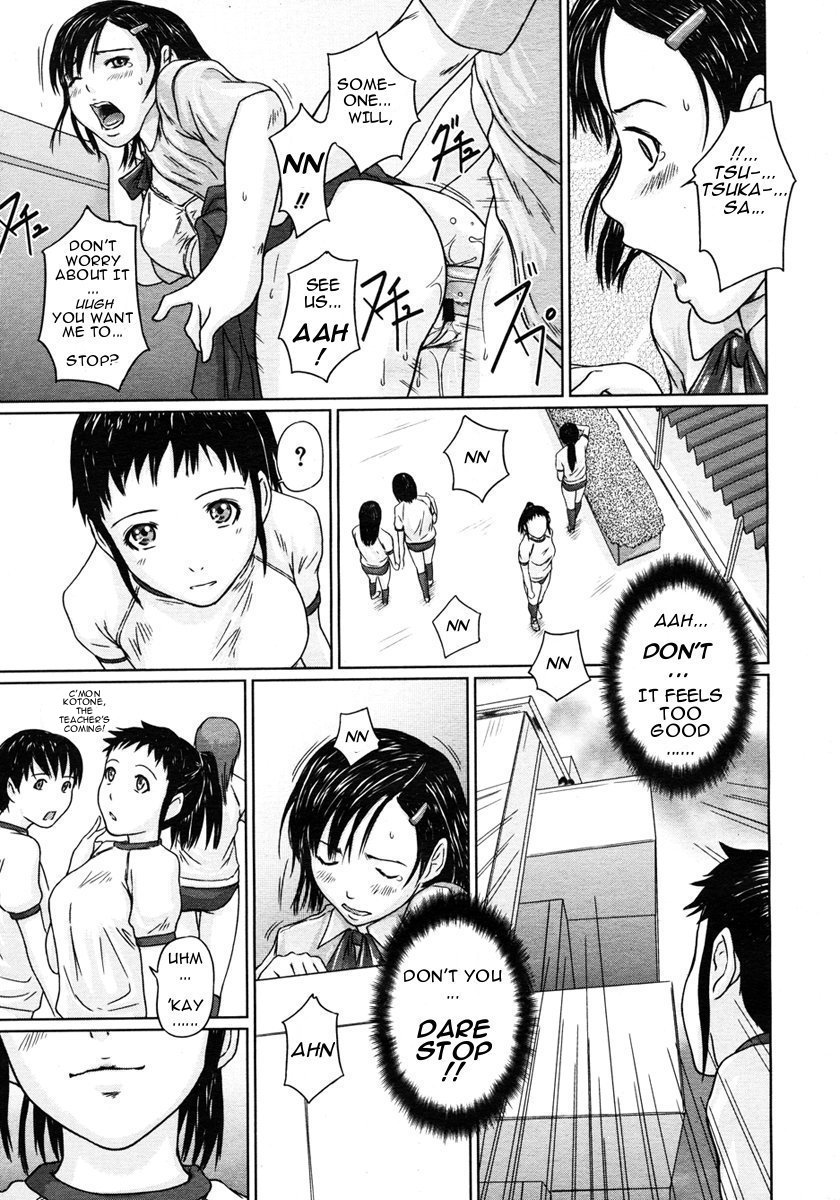 comic english_text giri_giri_sisters highres kisaragi_gunma manga monochrome penis right_to_left school_uniform sex skirt skirt_lift translated