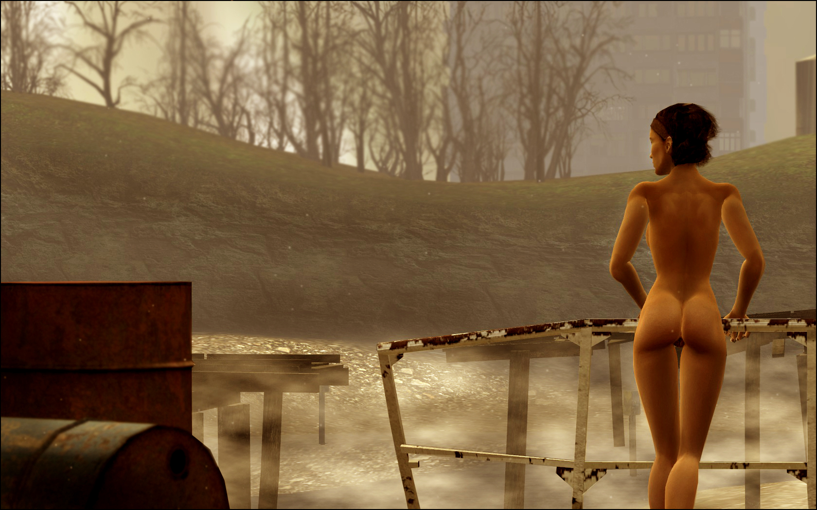 1girls 3d alyx_vance completely_naked completely_naked_female completely_nude completely_nude_female female female_only garry's_mod half-life half-life_(series) half-life_2 hertzel human human_female human_only nude nude_female outdoors pier solo tagme