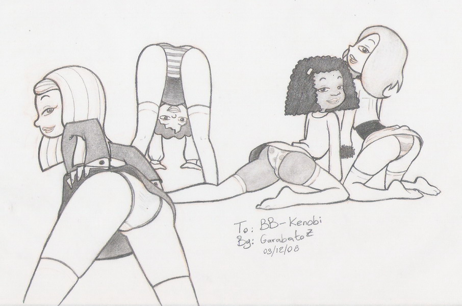 4girls all_fours ashley_armbruster ashley_boulet ashley_quinlan ashley_tomossian disney garabatoz greyscale kneeling monochrome multiple_girls panties recess the_ashleys upskirt