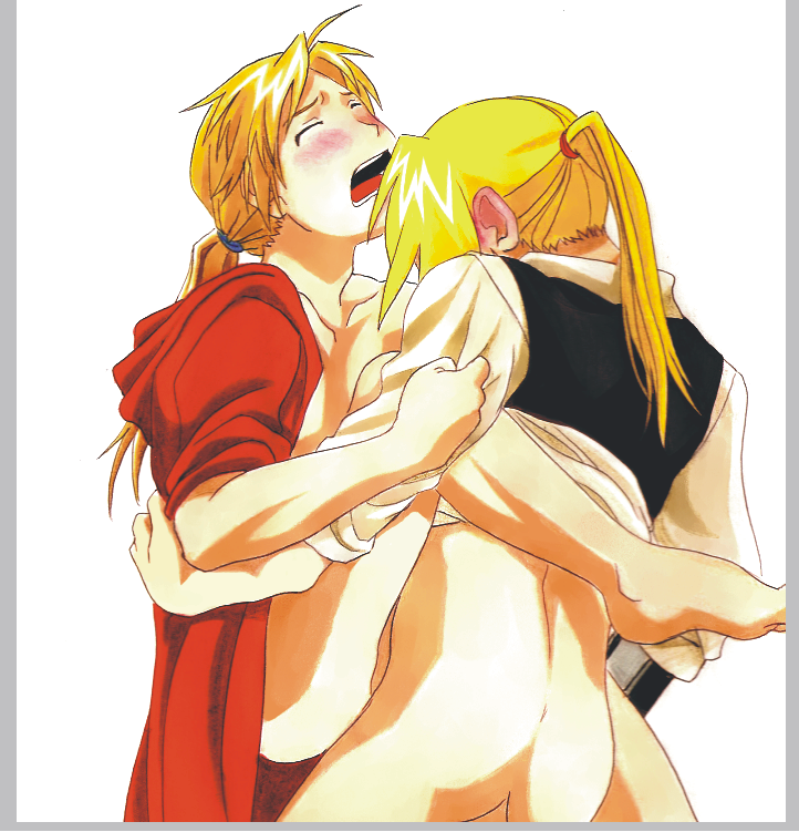 2boys alphonse_elric blonde_hair blush brother closed_eyes edward_elric fullmetal_alchemist incest multiple_boys sex yaoi