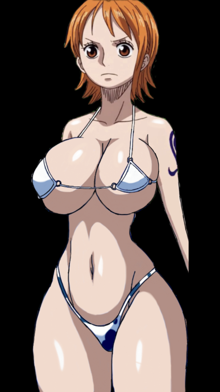 big_breasts bikini bikini_top breasts cleavage curvy edit edited female female_only huge_breasts legs light light_skin naked nami nozomi nude nude_female nude_filter one_piece orange_hair photoshop pre-timeskip shiny_skin short_hair solo underwear yarro