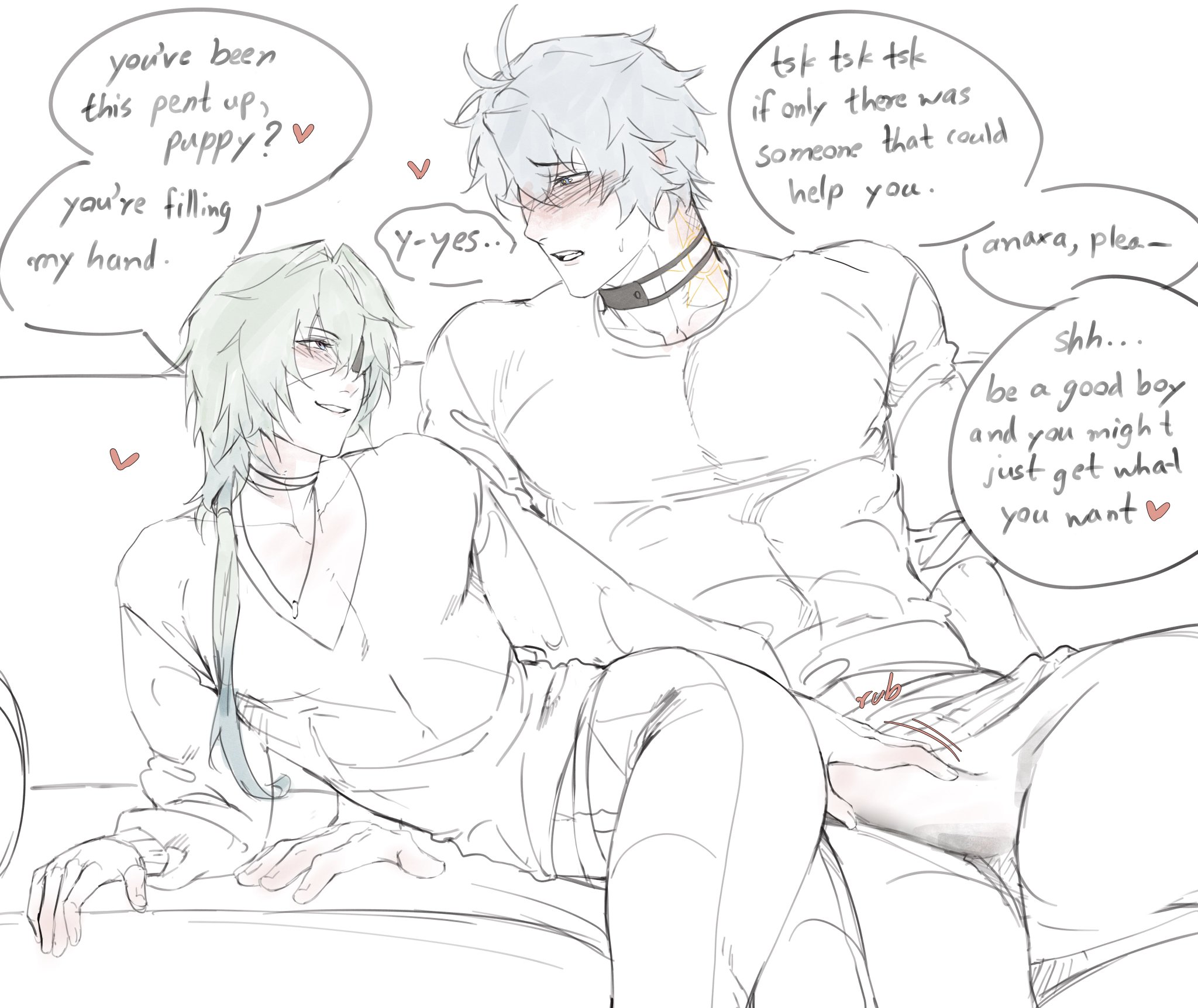 2boys, anaxa (honkai: star rail), bulge, bulge grab, bulge through clothing, echoei3, gay, gay male, honkai: star rail, male, male only, phainon (honkai: star rail), teasing, yaoi