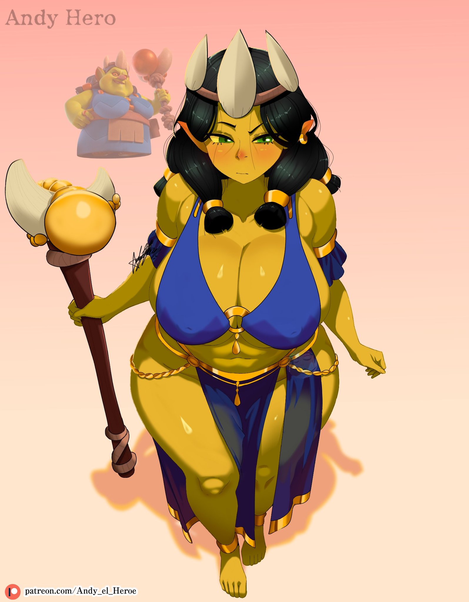 1girls, andy hero, big ass, big breasts, big thighs, breasts, clash (series), clash royale, curvaceous, curvy, curvy figure, digital media (artwork), female, goblin, goblin female, goblin queen, goblin queen (clash royale), green body, green skin, green-skinned female, hips, hourglass figure, huge ass, huge breasts, huge thighs, humanoid, large ass, large breasts, large thighs, legs, mature, mature female, slim waist, thick, thick hips, thick legs, thick thighs, thighs, voluptuous, waist, wide hips, wide thighs