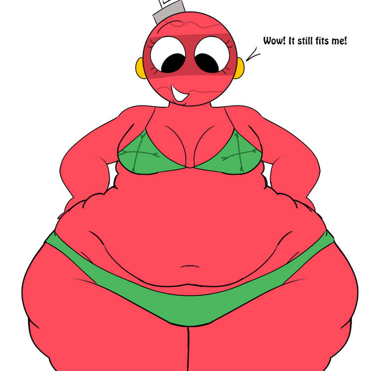 ass, at, big, bikini, bobette (dandy's world), breasts, chubby, cute face, dandy's world, dandys world, fat, female, flashing, giant ass, giant breasts, girls, happy, lifting, looking, only, pussy, shirt, winking