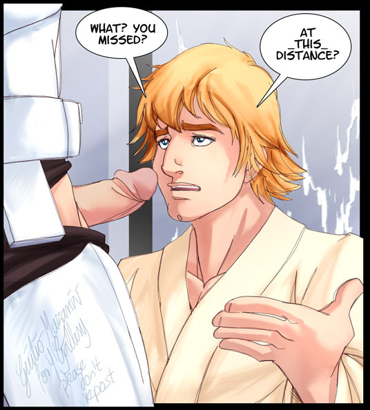 2boys, blowjob, cum, cumshot, funny, gay, luke skywalker, male, male only, star wars, stormtrooper