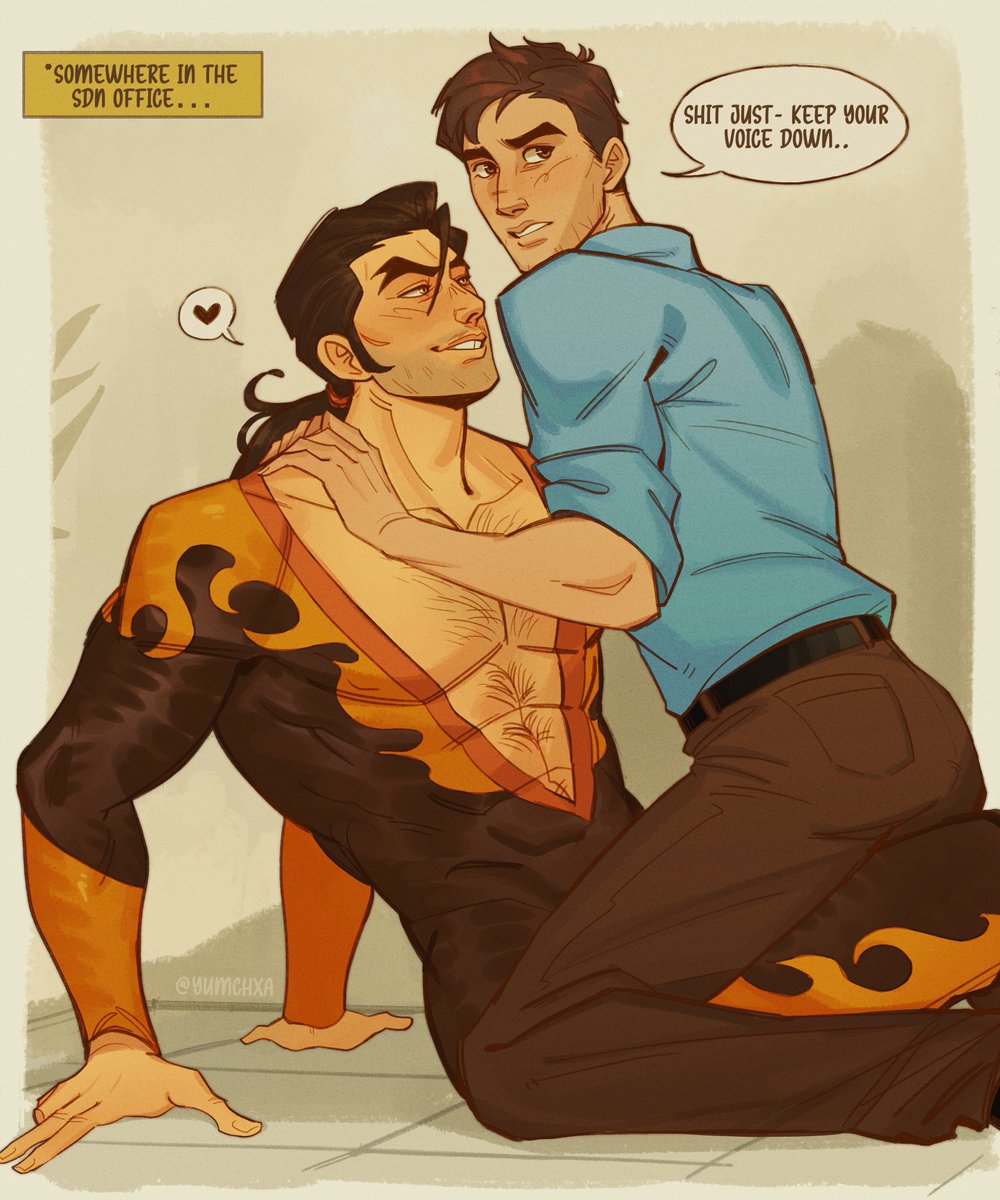 accidentally gay, dispatch (game), flambae, gay, heart, heart symbol, male, male only, muscular, muscular male, robert robertson, yaoi, yumchxa