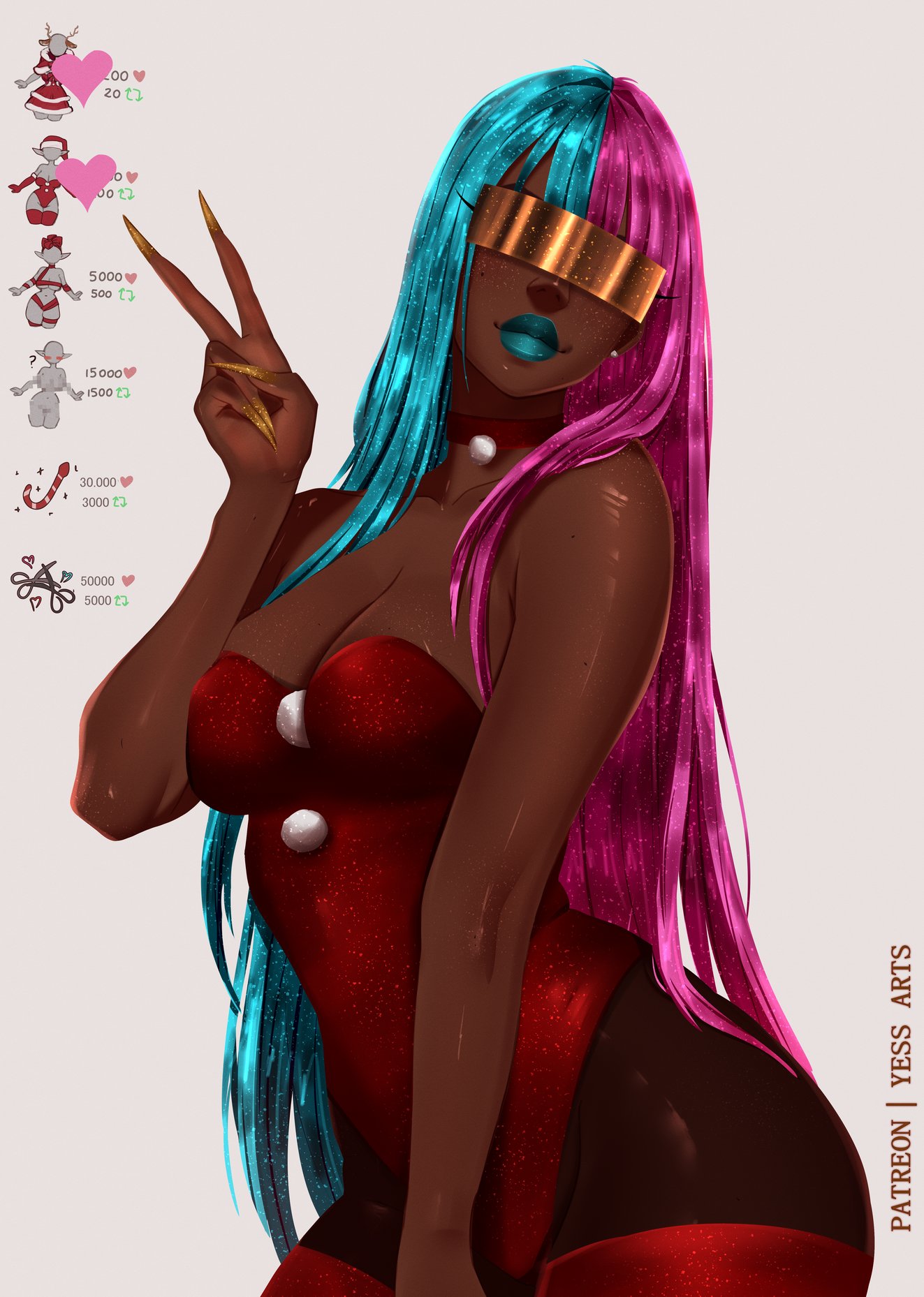 1girls, alice (dispatch), ass, big ass, big breasts, big thighs, blue hair, breasts, bust, busty, chest, curvaceous, curvy, curvy figure, dark skin, dark-skinned female, digital media (artwork), dispatch (game), female, hips, hourglass figure, huge ass, huge breasts, huge thighs, large ass, large breasts, large thighs, legs, mature, mature female hair, pink hair, prism, prism (dispatch), slim waist, thick, thick hips, thick legs, thick thighs, thighs, tinted eyewear, visor, voluptuous, waist, wide hips, wide thighs, yessarts