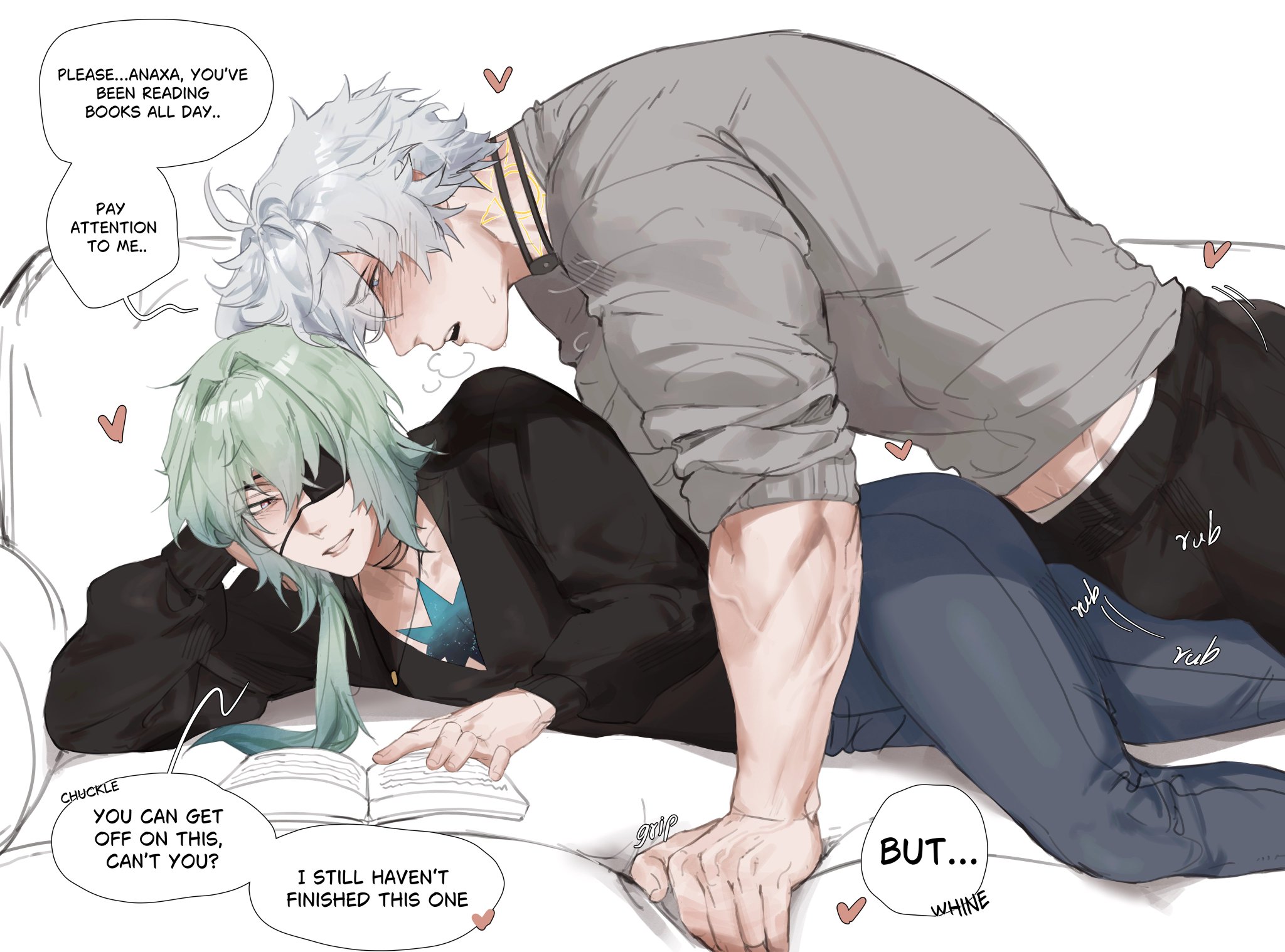 2boys, anaxa (honkai: star rail), bulge, bulge through clothing, dry humping, echoei3, gay, gay male, honkai: star rail, male, male only, phainon (honkai: star rail), teasing, yaoi