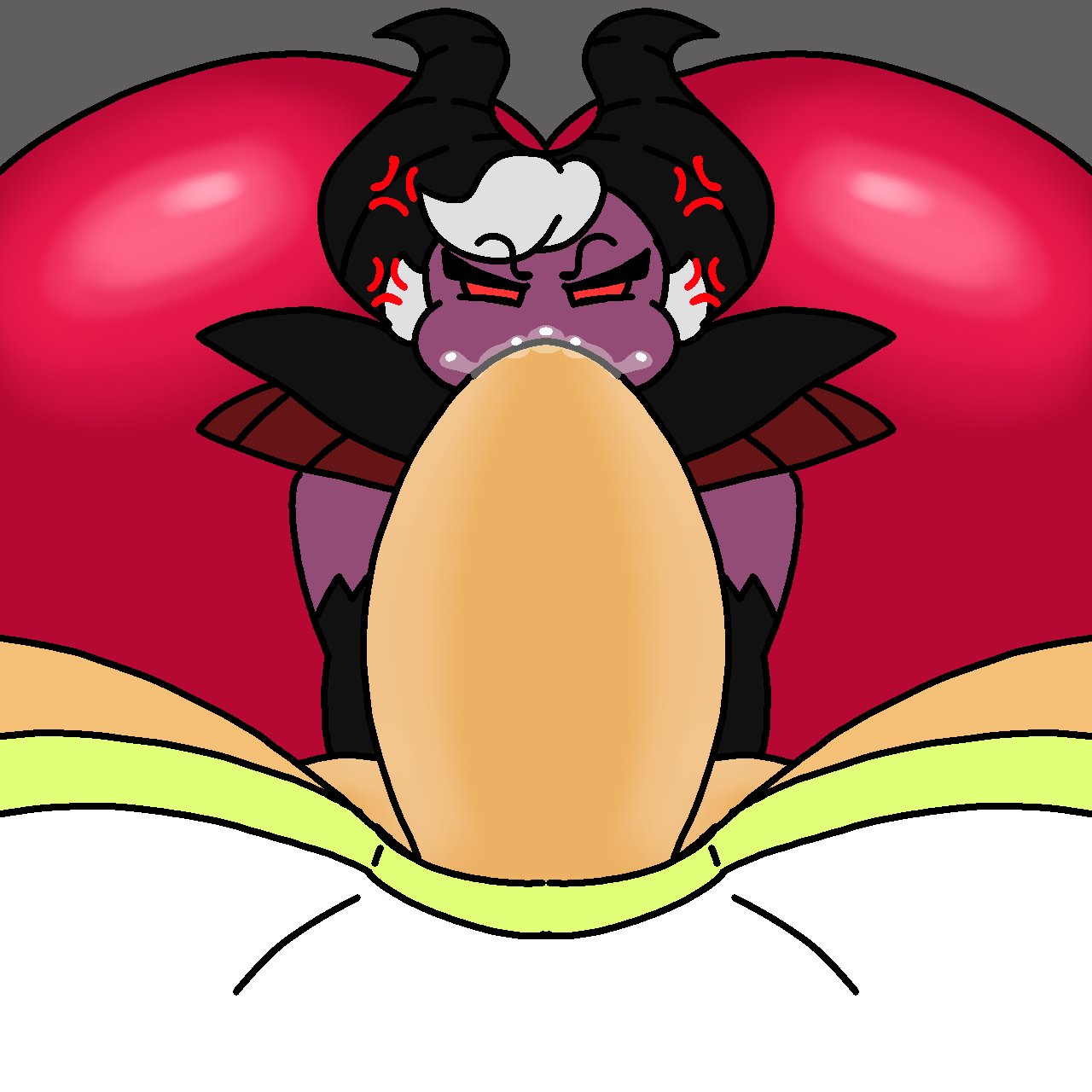 1boy, 1boy1girl, 1girls, 2025, 2d, 2d (artwork), anger vein, angry, angry expression, angry face, angry sex, armor, armored female, ass, balls, ballsack, big ass, big balls, big cock, big penis, blowjob, blowjob pov, bottomless, bottomless male, cock, cookie run, cookie run kingdom, cookie run ovenbreak, cross popping vein, dark enchantress cookie, dat ass, demon horns, erect, erect penis, erection, eyelashes, fat ass, fellatio, glaring, glaring at viewer, grey background, hate sex, hetero sex, horn, horns, huge ass, huge cock, hyper, hyper ass, hyper butt, locksussybaka, penis, pov, pov eye contact, pure vanilla cookie, purple body, red eyes, robe, robes, saliva, saliva on penis, shine, shiny, shiny ass, short hair, shoulder armor, shoulder pads, simple background, simple shading, sleeves, straight, straight sex, white hair