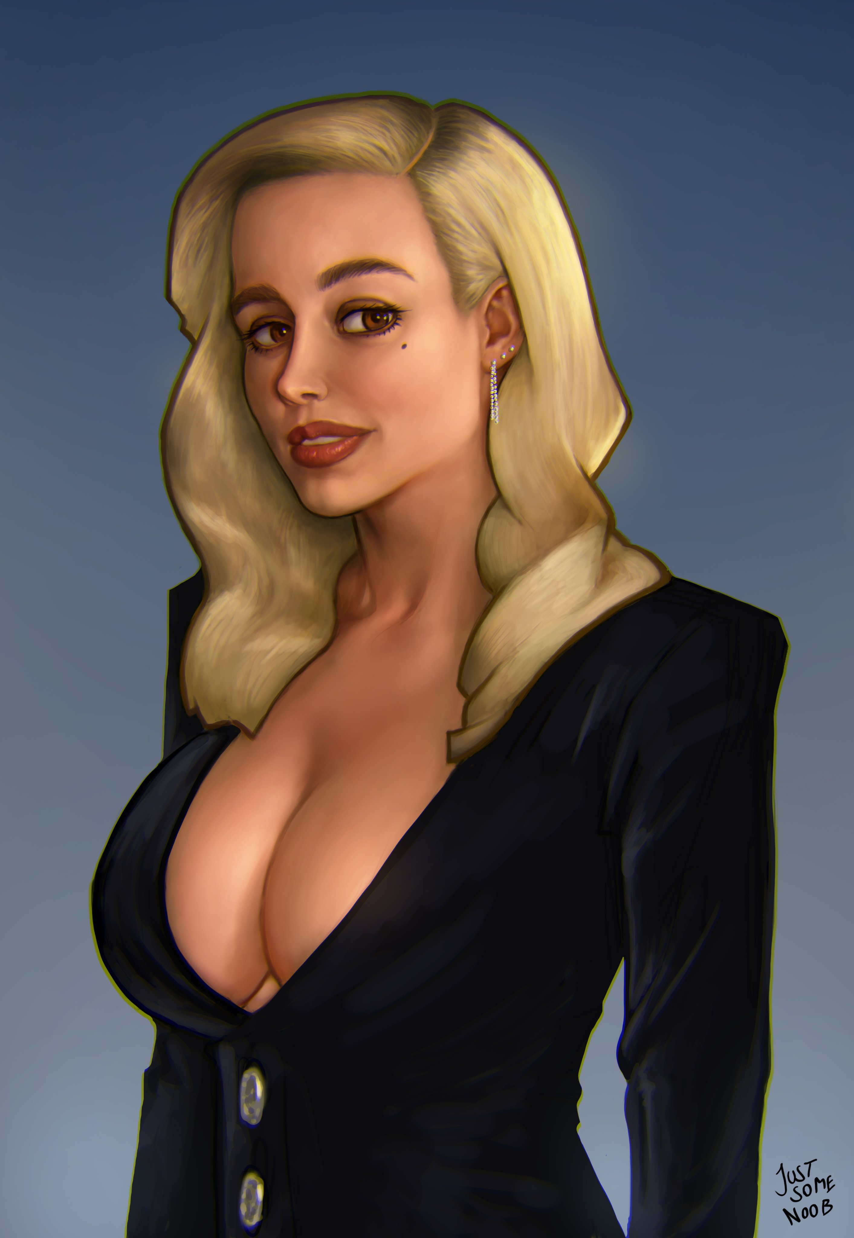 beauty mark, big breasts, blonde female, blonde hair, breasts, brie larson, brown eyes, bust portrait, busty, celebrity, cleavage, clothed, curvaceous, curvy, dress, earrings, eyelashes, eyeliner, eyeshadow, female, female focus, female only, hourglass figure, justsomenoob, large breasts, light skin, light-skinned female, lipstick, long hair, makeup, pinup, pose, posing, solo, standing, voluptuous