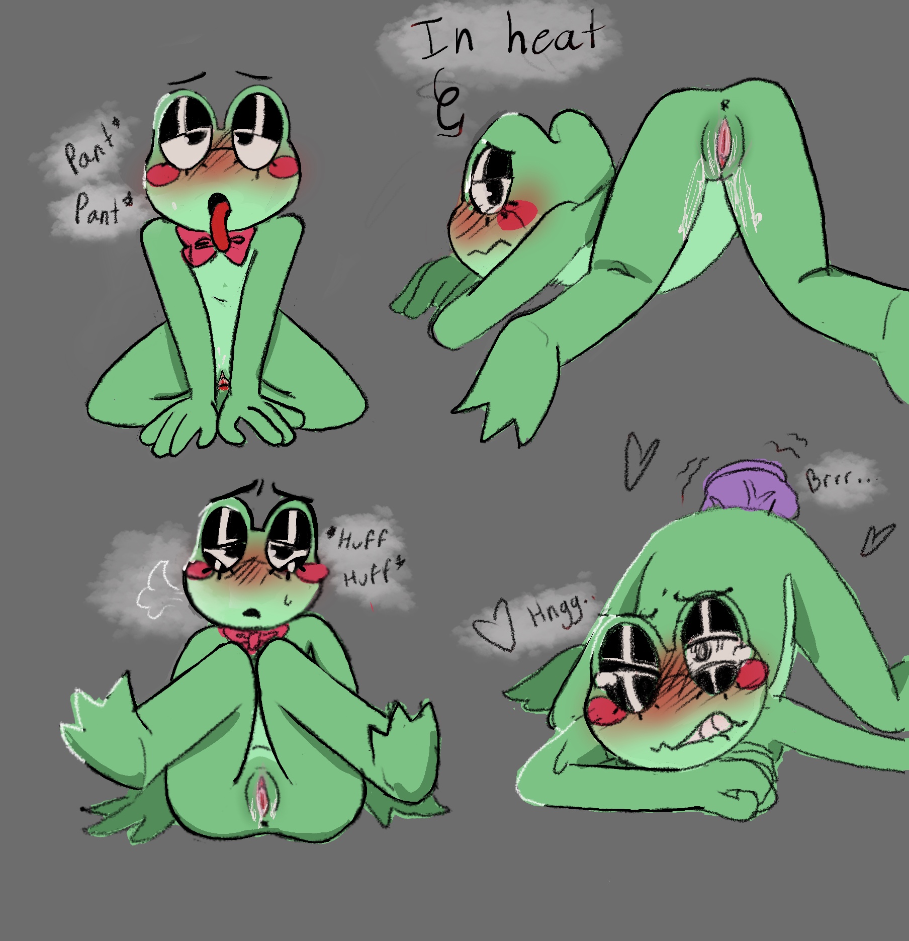 1girls, ahe gao, ahegao, amphibian, anthro, bowtie, dildo, female, frog, glitch productions, gooseworx, masturbation, mostly nude, multiple poses, neckwear, neckwear only, purple dildo, ribbit (tadc), ribbit (the amazing digital circus), solo, solo female, the amazing digital circus, vaginal fluids