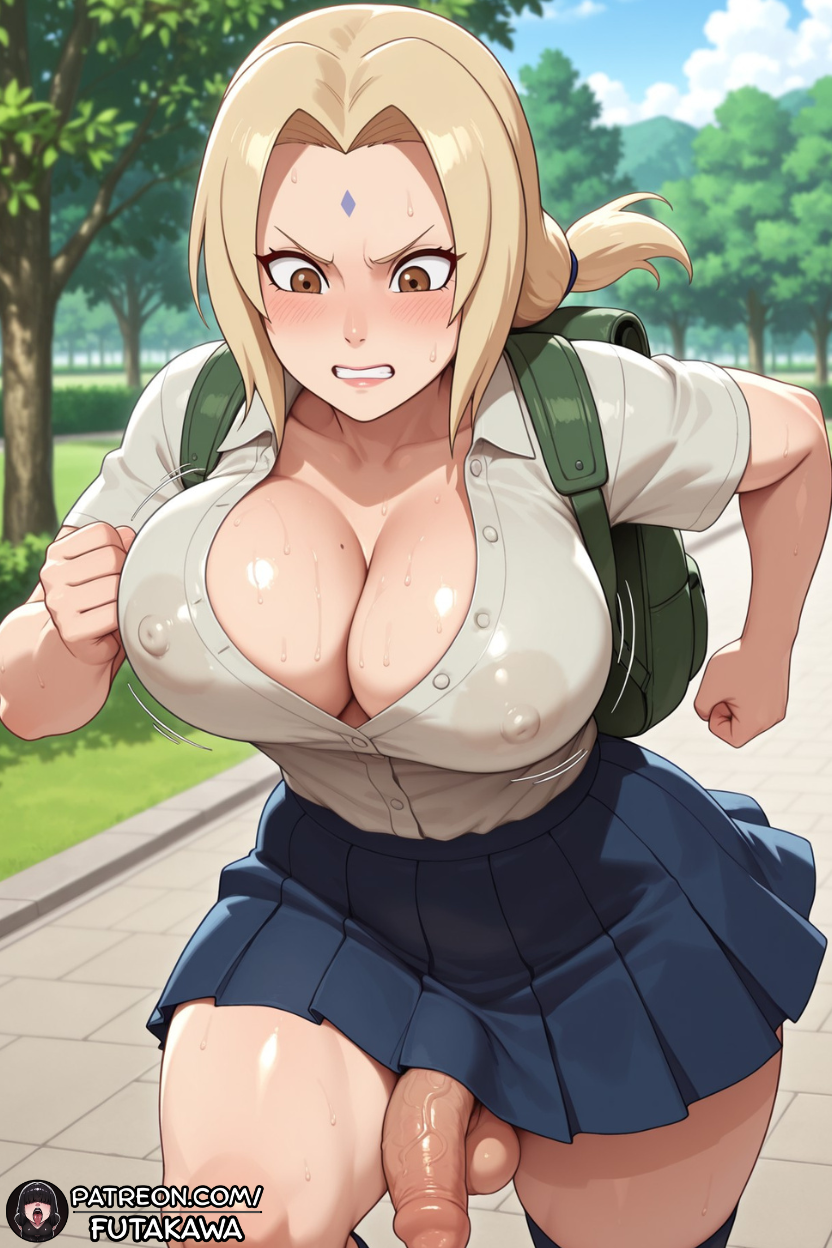 1futa, ai generated, bed, bedroom, bottom heavy, breasts, curvy, curvy body, curvy figure, dickgirl, futakawa, futanari, huge breasts, huge cock, intersex, miniskirt, morning, naruto, naruto (series), overflowing breasts, partially clothed, penis, solo, solo focus, solo futa, stretching, thick, thick ass, thick thighs, tsunade, voluptuous, voluptuous futa