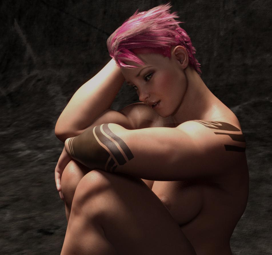 3d daz3d muscle muscular overwatch pink_hair solo_female tattoo thick_thighs thighs zarya zarya_512