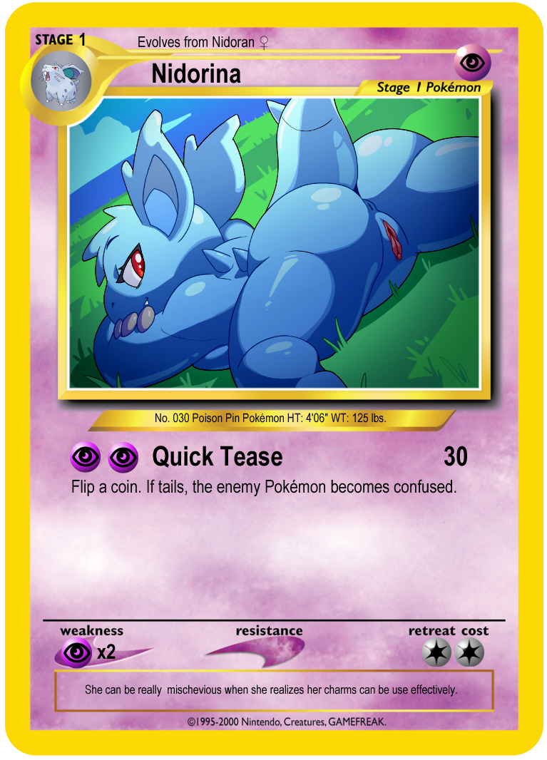 1girls 2020 anthro anthrofied ass card card_(medium) claws digital_media_(artwork) edit eye_contact female half-closed_eyes hidoihito looking_at_viewer mammal nidoran nidoran♀ nidorina nintendo nude official_art original_character pokémon_(species) pokemon pokemon_card pokemon_rgby pokemon_trading_card_game presenting pussy red_eyes simple_background smile solo text trading_card video_games