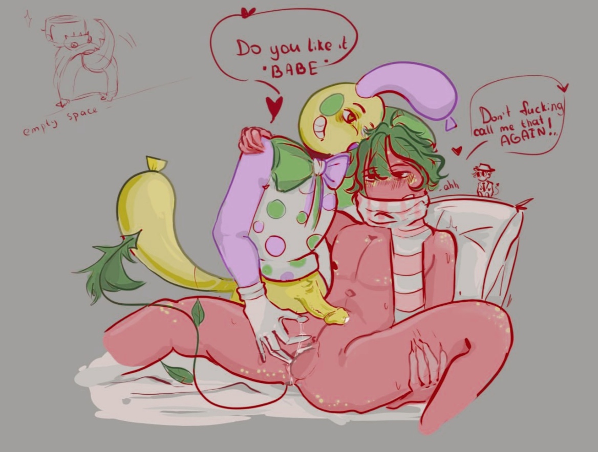 cuntboy, dandy's world, duo, gay, intersex, looey (dandy's world), male, notnever, pillow, sprout (dandy's world), tail