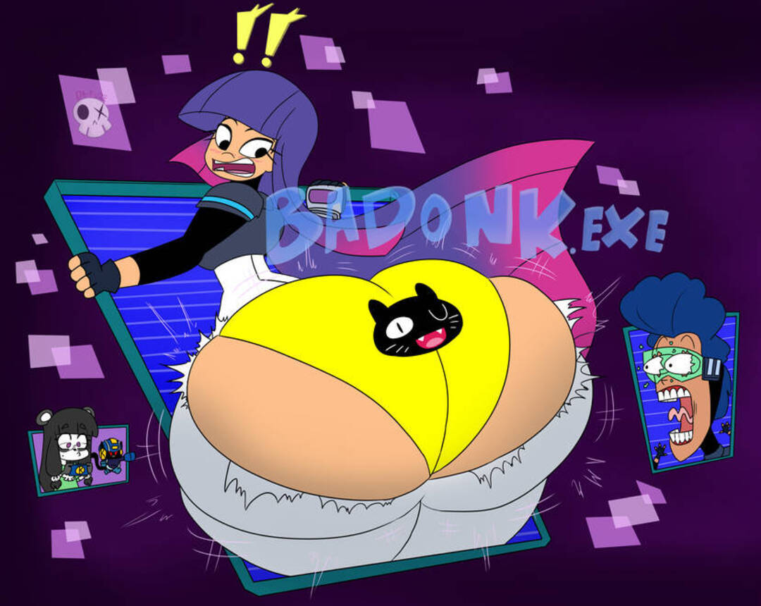 ass, ass awe, ass body, ass expansion, big ass, da-fuze, exclamation point, eyes, eyes bulging, female, glitch techs, hector nieves, huge ass, miko kubota, netflix, nickelodeon, oc, printed panties, purple hair, ripped pants, surprised, surprised expression, technology