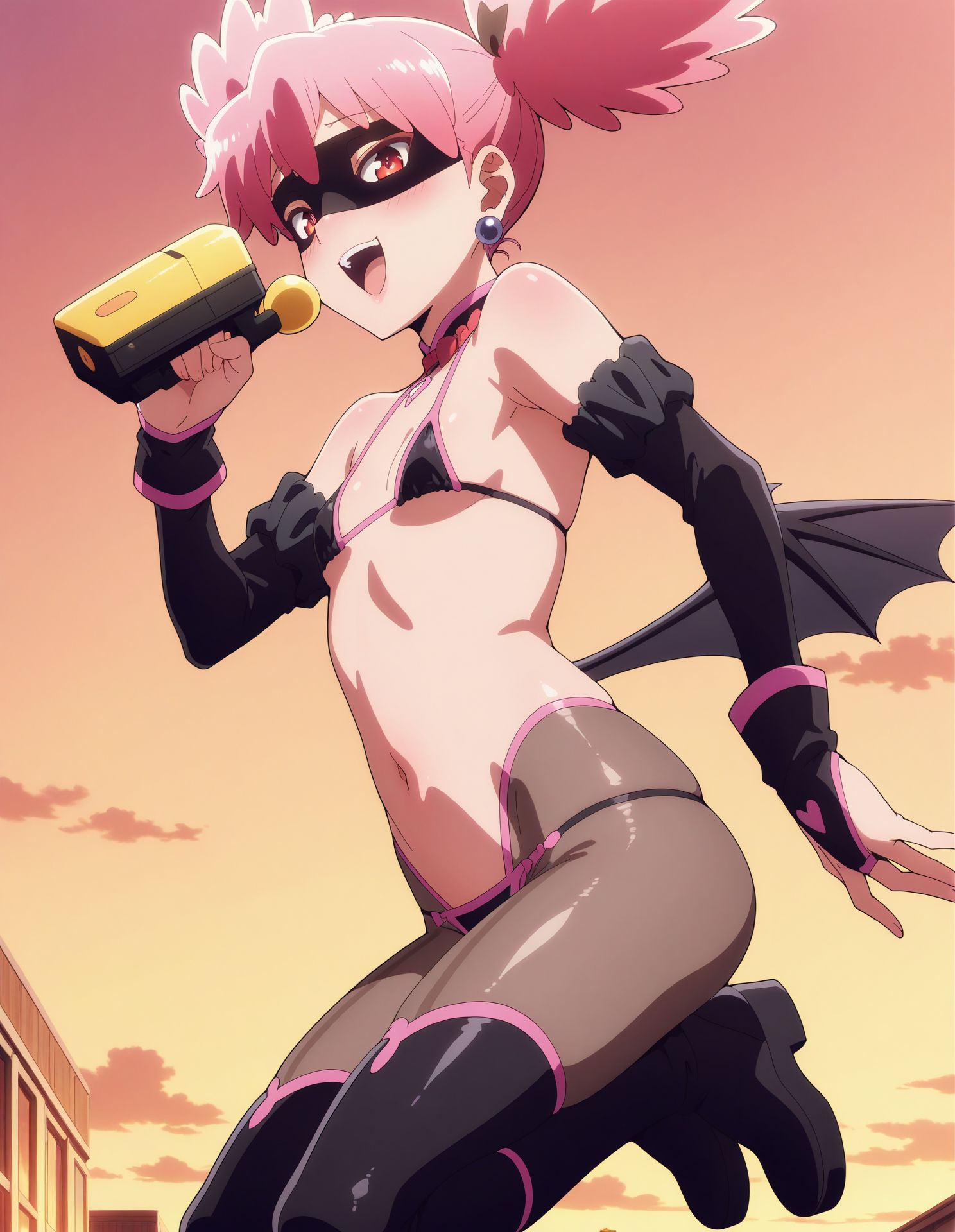 1girls, ai assisted, ai generated, female, female only, haneyama kazuho, hero outfit, hkdpickles, kazuho haneyama, light skin, light-skinned female, looking back, mask, my hero academia, pale skin, pale-skinned female, pink hair, pop step, thick thighs, thighs, twintails, vigilante: my hero academia illegals, wide hips, wide thighs