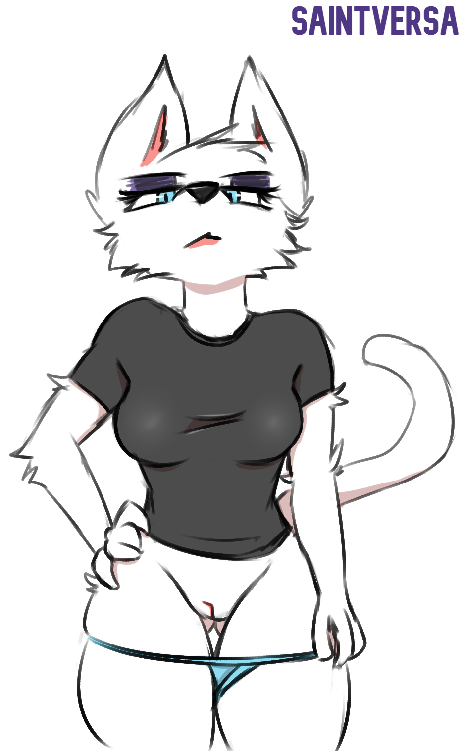 clothing domestic_cat felid feline felis female genitals hi_res mammal pussy saintversa undressing