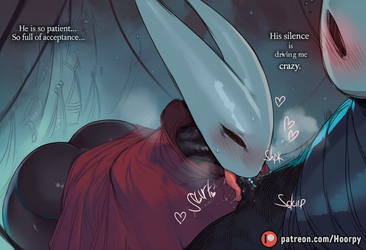 1boy, 1girls, 2anthro, ai assisted, ai generated, anthro, anthro female, anthro only, ass, ass up, bare thighs, big ass, big penis, black body, black eyes, blowjob, blowjob face, blowjob only, blue cape, blush, blushing female, breasts, breath, breath cloud, cape, caption, captioned, comic, comic page, curvy, curvy female, curvy figure, dark skin, dark-skinned female, dark-skinned male, deep blowjob, deepthroat, dominant, dominant anthro, dominant female, domination, dripping, english, english text, fellatio, female, fit, fit female, half naked, half-dressed, height difference, hollow knight, hollow knight: silksong, hoorpy, hornet (hollow knight), hourglass figure, humanoid, kneeling, large penis, leaning, leaning forward, legs, licking, licking penis, male, male/female, mask, masked, masked female, motion lines, nipples, noseless, open eyes, outdoors, outside, patreon, patreon logo, patreon url, patreon username, penis, protagonist (hollow knight), queen, red cape, royalty, seductive, seductive look, short male, shorter male, sitting, size difference, smaller male, sound effects, submissive, submissive anthro, submissive male, sucking, sucking penis, taller female, team cherry, teasing, the knight (hollow knight), thick, thick ass, thick thighs, tongue, tongue around penis, tongue out, tongue out blowjob, tongue wrap, trembling, uncensored, voluptuous, voluptuous anthro, voluptuous female, waist, wet penis, white mask, wide hips