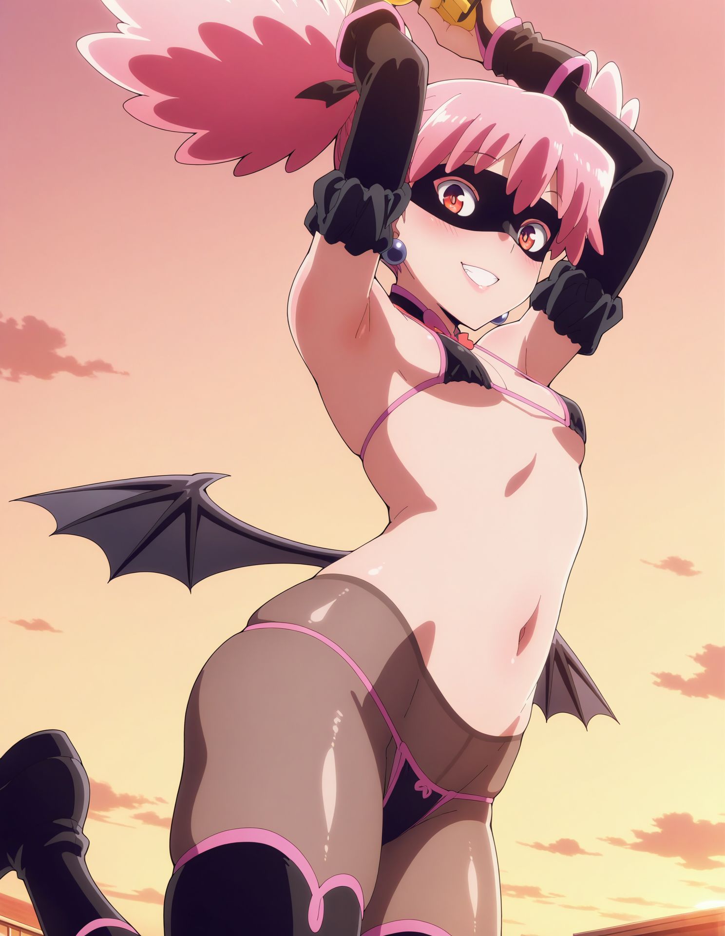 1girls, ai assisted, ai generated, female, female only, haneyama kazuho, hero outfit, hkdpickles, kazuho haneyama, light skin, light-skinned female, looking back, mask, my hero academia, pale skin, pale-skinned female, pink hair, pop step, thick thighs, thighs, twintails, vigilante: my hero academia illegals, wide hips, wide thighs